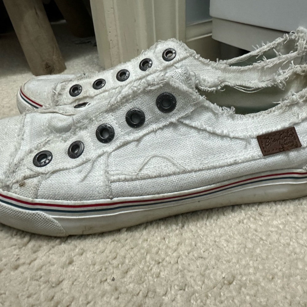 Blowfish Frayed White Slip-On Sneakers
